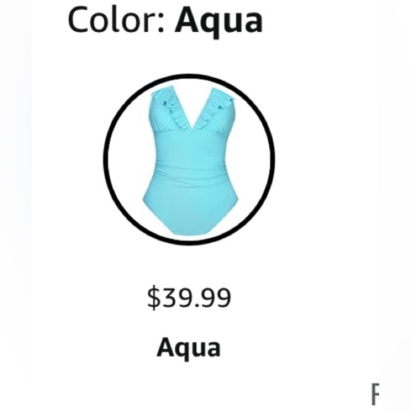 Elegant tummy control 
Ruched Stunning Turquoise Ruffle 
One-Piece Swimsuit - Picture 4 of 8